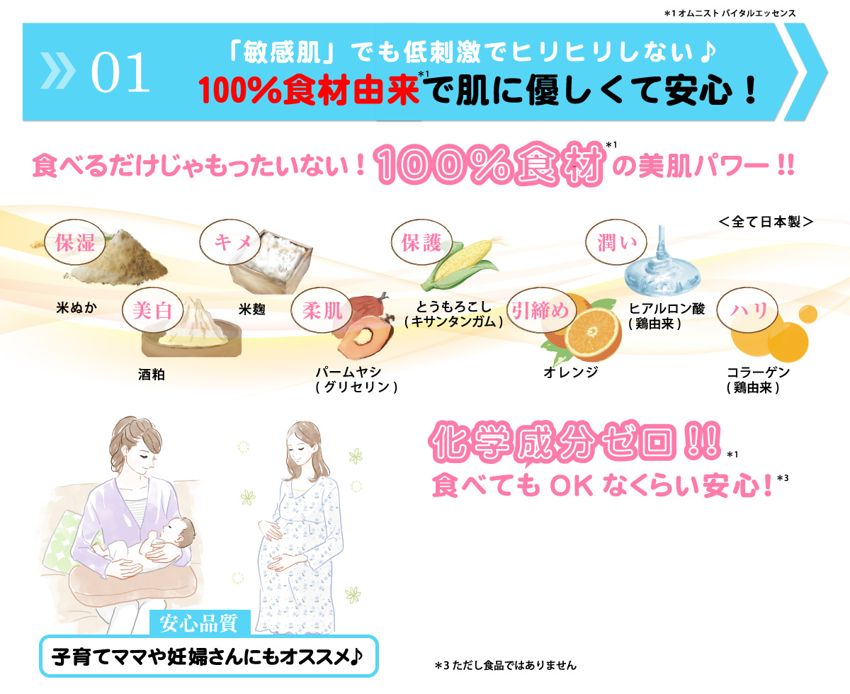 化学成分ゼロで、敏感肌でも低刺激でヒリヒリしない