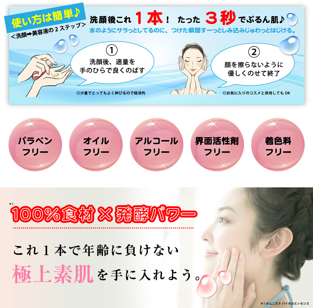 洗顔後1本で簡単に極上素肌